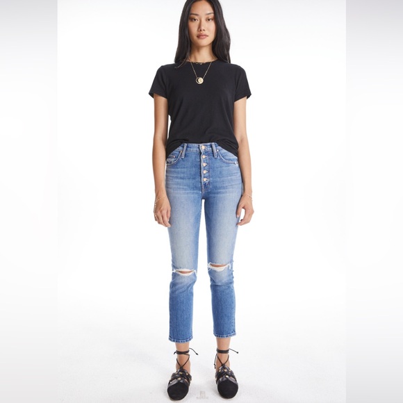 Mother The Pixie Tomcat Crop Jean in Not Cut & Pasted - Picture 2 of 13